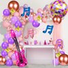 Palksky 131PCS Music Decorations Balloons Garland Arch Kit, Pink Purple Latex Balloons Aluminum Foil Balloons, Music Party Decorations for Bachelorette/Disco Party/Popular Singe Birthday
