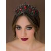 SWEETV Gothic Red Tiaras and Crowns for Women, Wedding Tiara for Bride, Crystal Princess Tiara, Ruby Queen Crown, Costume Party Hair Accessories for Brithday Prom Halloween