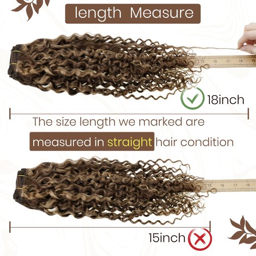 Hetto Curly Clip in Hair Extensions Human Hair Natural Wavy Clip in Human Hair Extensions #P4/27 Brown Highlight Blonde Curly Hair Extensions Clip in Human Hair 14 Inch 7Pcs 105g +20g