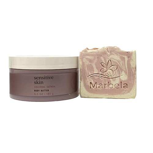Bath & Body Works Sensitive Skin With Colloidal Oatmeal Body Butter with a Himalayan salts Spring Sample Soap.