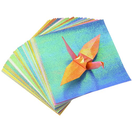 URROMA Glitter Origami Paper, 100pcs Shiny Square Folding Paper Origami Colorful Hand Origami Paper for DIY Craft Art Accessories, 15CM
