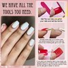 LoveOurHome 240pc White Press on Nails Short Fake Nails Square Glue on Nail Short Acrylic Nails Press ons Nail Tips Full Cover False Nail Women Girls Square Artificial Fingernail with Adhesive Tabs