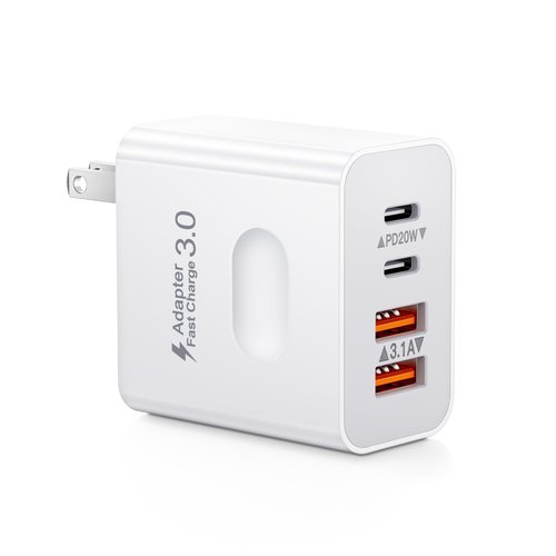 USB C Charger Block, 40W 4-Port USB-C Wall Charger Fast Charging Dual Port USBC Power Adapter+Double USB Wall Plug Multiport Brick Type C Block for iPhone 15 14 13 12 11 Pro Max XS XR, iPad, Samsung