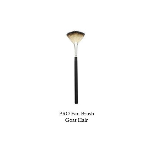 Tootloo Professional High PRO Fan Brush 2-Tone (Off-White and Black) Goat Hair Bristles 7" Black Wooden Handle. For eye shadow, blush, powder, foundation, and lips. (Black)
