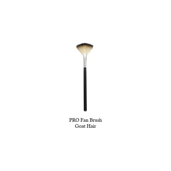 Tootloo Professional High PRO Fan Brush 2-Tone (Off-White and Black) Goat Hair Bristles 7" Black Wooden Handle. For eye shadow, blush, powder, foundation, and lips. (Black)
