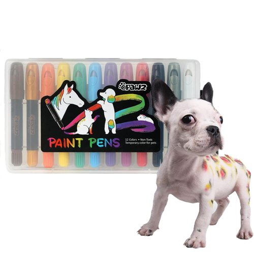 OPAWZ 12pcs Pet Paint Pen, Temporary Dog Hair Dye, Non-Toxic Dog Safe Color Crayons, Washable Pet...