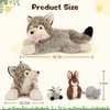 Karister 4Pcs Wolf Stuffed Animals, 20" Magnetic Wolf Plush with Bunny Goat Mice in Giant Coyote's Zippered Belly, Christmas Birthday for Boys Girls Kids, Wildlife Party Decor