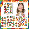 50PCS Building Block Temporary Tattoos Birthday Party Supplies Decorations Tattoos Stickers Cute Party Favors Kids Girls Boys Gifts Classroom School Prizes Themed