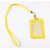 yueton 10pcs Vertical Style Leather Business ID Badge Card Holder, Name Card Business Card Holder Tag with Long Neck Strap Band Lanyard (Yellow)