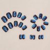 24 Pcs Ombre Blue Press on Nails Short Square - MINGCHUN Spring Summer Red Fake Nails Press ons Nail Art Tips with Strobe Flash Spot Full Cover Acrylic False Nails Glue on Nails Stick on Nails Kit