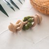 Wooden Baby Rattle Shake Toy for Babies Ring Grasping Toys for Toddlers Beech Wood Baby Rattle, Matcha Green