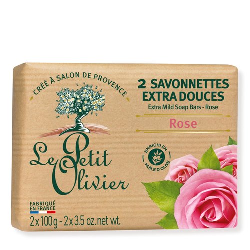 Le Petit Olivier Extra Mild Soaps, Rose, 2 x 3.5 oz - Enriched with Olive Oil and Natural Extract...