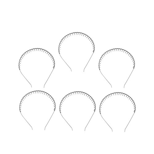 FRCOLOR 6pcs Spring Headband Sport Headbands for Women Metal Hair Band Wavy Crochet Hair Wave Headband Men Metal Teeth Comb Hair Hoop Hair Band Issue Card Hair Ring Head Button Black