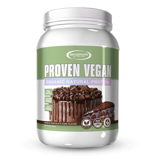 Gaspari Nutrition Proven Vegan Protein, Organic Natural Protein, Gluten Free, Soy Free, NON GMO (2lbs, Double Chocolate Cake)