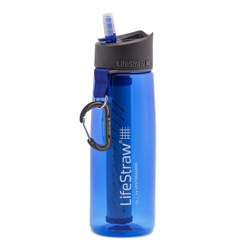 LifeStraw Go Water Filter Bottle with 2-Stage Integrated Filter Straw for Hiking, Backpacking, and Travel, Blue