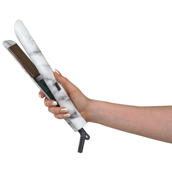 Aria Beauty 1" Infrared Marble Digital Straightener, Aria Beauty Flat Iron with Ionic Technology, Negative Ions Reduce Frizz, 3 Year Warranty