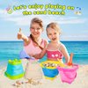 Xgunion Collapsible Beach Sand Bucket 3 Packs Foldable Sand Buckets Set with Shovels & Mesh Bag Collapsible Beach Toys for Kids Summer Sand Buckets for Kids Cruise Beach Essentials