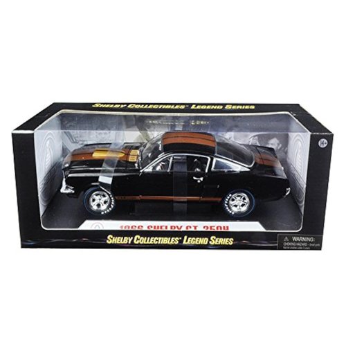 1966 Ford Shelby Mustang GT350H Hertz Black with Gold Stripes and Racing Wheels 1/18 Diecast Model Car by Shelby Collectibles SC360