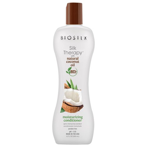 BioSilk Silk Therapy with Natural Coconut Oil Moisturizing Conditioner, Nourishing & Helps Eliminate Frizz, Sulfate, Paraben & Cruelty-Free, 12 Oz