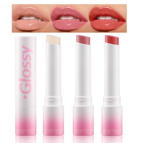 3 Pcs/Set Super Lustrous Glass Shine Lipstick, Super Moisturizing Lip Color Hydrating Vegan Tinted Lip Balm, Natural Gloss finish, Smooth Lip Color Balm, Hydrating Vitamin E (Color 01 02 03)