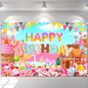 Avezano Candyland Backdrop for Girl Sweet Donut Ice Cream Candy Theme Birthday Party Decoration Cartoon Candy Land Birthday Party Supplies Banner 70.8 x 43.3 Inch