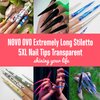 NOVO OVO Extra Super Extreme Long Stiletto Nail Tips, 5XL XXXXXL Clear Full Cover French Tips False Fake Nail Extension, Sharp Fishbone Arrow Head Nails for Professional Acrylic 120 pcs 12 Size