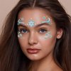 FULANSI Snowflake Face Stickers Christmas Face Gems Tattoo Stickers Glitter Blue Snowflake Star Temporary Tattoo for Adult Kids Face Eye Winter Christmas Makeup Princess Party Decor Supplies 2Pcs