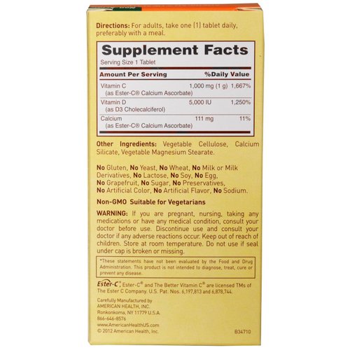 American Health Ester-Vitamin C with D3 60 Tabs