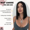 SUKRI Black Bob Wigs for Women Short Straight Bob Wigs with Bangs Middle Part Synthetic Cosplay Costume Party Wigs