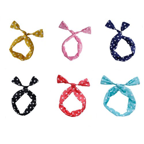LOVEF Women Ladies Rockabilly Hair Bands Head Wrap Vintage Headbands Wired Retro Scarf 5 Pcs Random Color