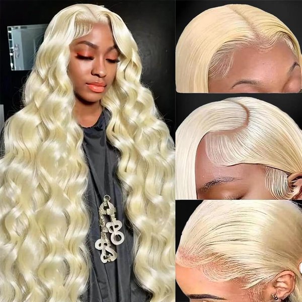 Xsilu 613 13x6 Lace Front Wig Human Hair Body Wave Blonde Wig Human Hair 613 HD Lace Frontal Wig Blonde Lace Front Wigs Human Hair 180% Density 20inch