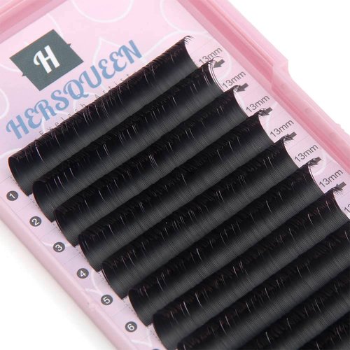 .25 14mm Ellipse Flat Eyelash Extensions Individual Lashes Stable Curl Cashmere Faux Mink Lahses Salon Lash Tray Classic Lash Extensions 0.20 C D Curl Matte Black Flat Lashes