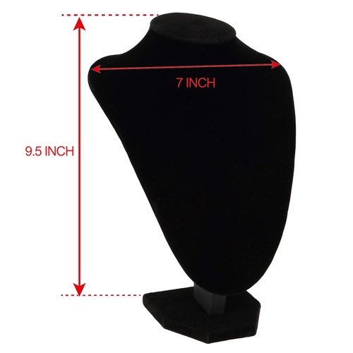 Foraineam 3 Pack Black Velvet Necklace Bust Display 3D Jewelry Chain Organizer Mannequin Model Display Stand Holder