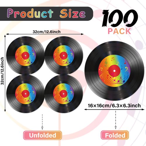 100 pcs Vinyl Record Themed Napkins for 1950's Music Party 50's Theme Rock Party Supplies Back to 50’s Rock Party Paper Napkins Music Party Favors Throwback Retro