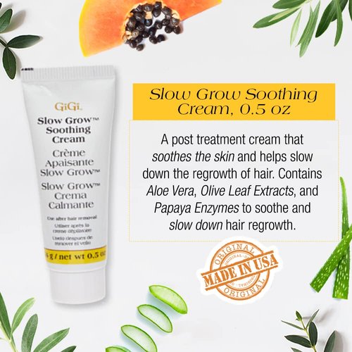 GiGi Facial Hair Removal Cream and Slow Grow Soothing Cream Set for Sensitive Skin