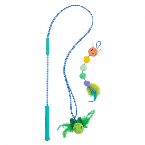 Catstages Tail Teaser Ground Prey Play Wand with Catnip Toy Attachments Interactive Cat Wand