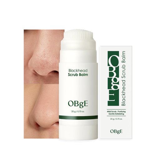 OBgE Blackhead Scrub Balm (0.7oz) - Moisturizing Scrub Stick for Blackhead Removal, Pore Minimizing, Gentle Exfoliation & Moisturization. Tea Tree, Green Tea & Heartleaf.