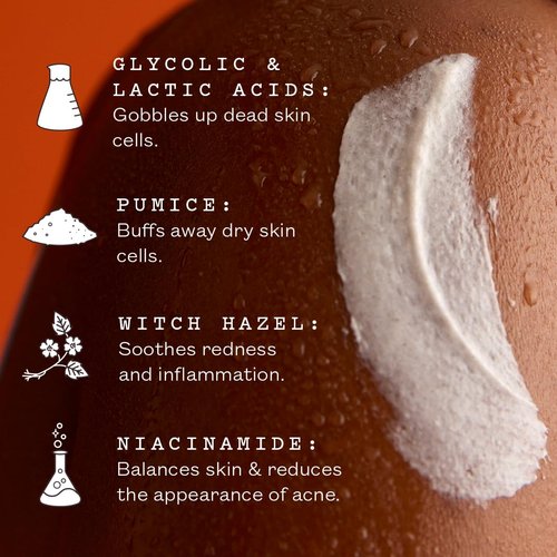 frank Body Glycolic Body Scrub | Vegan, Cruelty Free, Exfoliating Body Scrub | Helps to Fight Breakouts and Soothes Skin & Marks with AHA, Pumice, Witch Hazel, and Niacinamide | 8.82 oz / 250 g