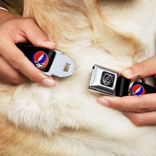 Buckle-Down Seatbelt Buckle Dog Collar - Steal Your Face Repeat Black/Color - 1" Wide - Fits 9-15" Neck - Small