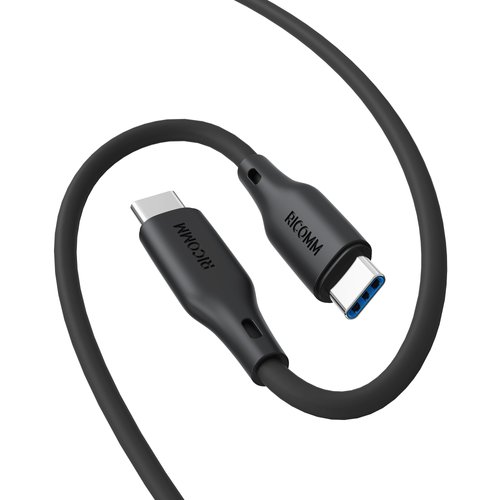 RICOMM USB C to USB C Cable, Type C Charging Cable 100W 6.8ft Soft Silicone Fast Charge for MacBook Pro 2022, iPad Air 4/5, iPad Mini 6, iPad Pro 12.9, Galaxy S22 Ultra, Pixel, PS5, Switch, Black