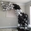 Black and Silver Balloon Garland Kit, Metallic Silver and Black Balloon Arch Kit, 100Pcs Chrome Silver Latex Black Balloons Different Sizes for Wedding Bridal Shower Birthday Graduation Party Supplies