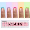 btartboxnails XCOATTIPS French Gel Nails - Brighter Pastel French Tip Press on Nails, Short Square Nail Tips, Soft Gel Nails False Nail, Soak Off Acrylic Fake Nails Extensions