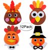 12 Pieces Thanksgiving Turkey Head Magnet Craft Kit Self-Adhesive DIY Turkey Craft Kit Festive Fall Thanksgiving Party Game School Home Activities and Refrigerator Decoration Supplies for Kids Adults