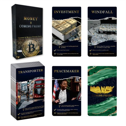 sishui Money and Career Oracle Cards Deck, Money Oracle Cards Set, Tarot Cards for Beginners, Help You Achieve Financial Goals