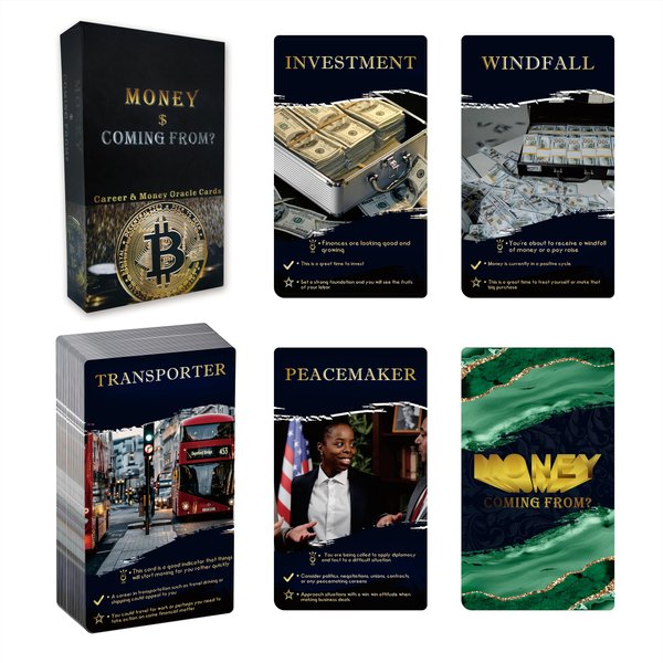 sishui Money and Career Oracle Cards Deck, Money Oracle Cards Set, Tarot Cards for Beginners, Help You Achieve Financial Goals