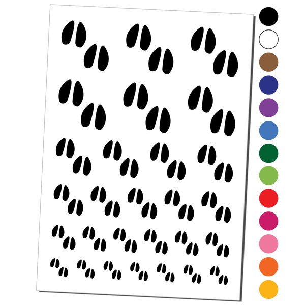 Deer Tracks Footprints Temporary Tattoo Water Resistant Fake Body Art Set Collection - Black (One Sheet)