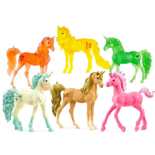 Schleich Unicorn Toy Playset for Girls - Bundle with 6 Schleich Unicorn Figurines Featuring Candy, Desserts, Treats More Plus Tattoos | Bulk Unicorn Figure Set for Kids