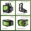 Huepar 902CG Self-Leveling 360-Degree Cross Line Laser Level with Pulse Mode, Switchable Horizontal and Vertical Green Beam Laser Tool, Magnetic Pivoting Base Included