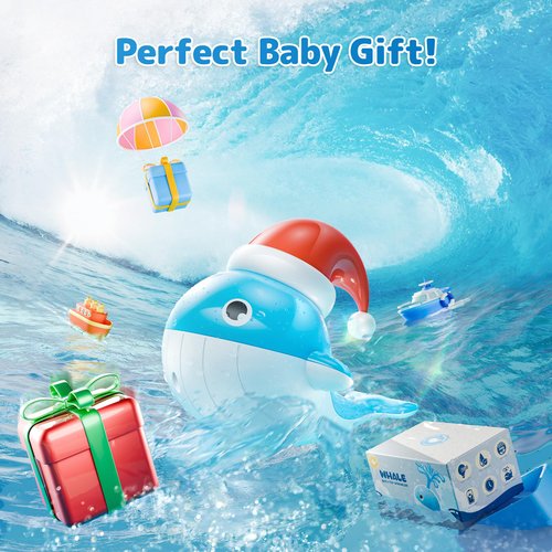 HEMRLY Baby Bath Toys for Kids Ages 1-3 4-8, Rechargeable Whale Bath Toy Sprinkler, Light Up Bath Toy Toddlers 2-4, Infant Bathtub Toys, Baby Gifts