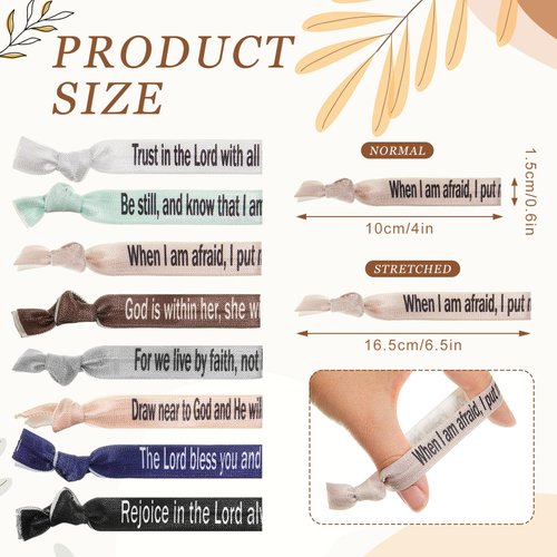 Solsew 48 Pcs Bible Verses Ribbon Hair Ties Christian Bible Verse Bracelet Bulk Christian Religious Elastic Ponytail Holder Wristbands for Women, Christian Gifts Bulk for Christians Bible Lovers